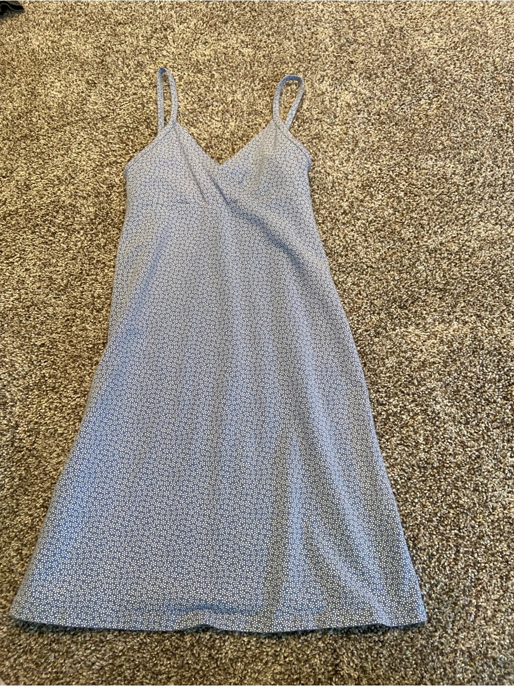 Brandy Melville Light Blue Floral Trim Tank Dress